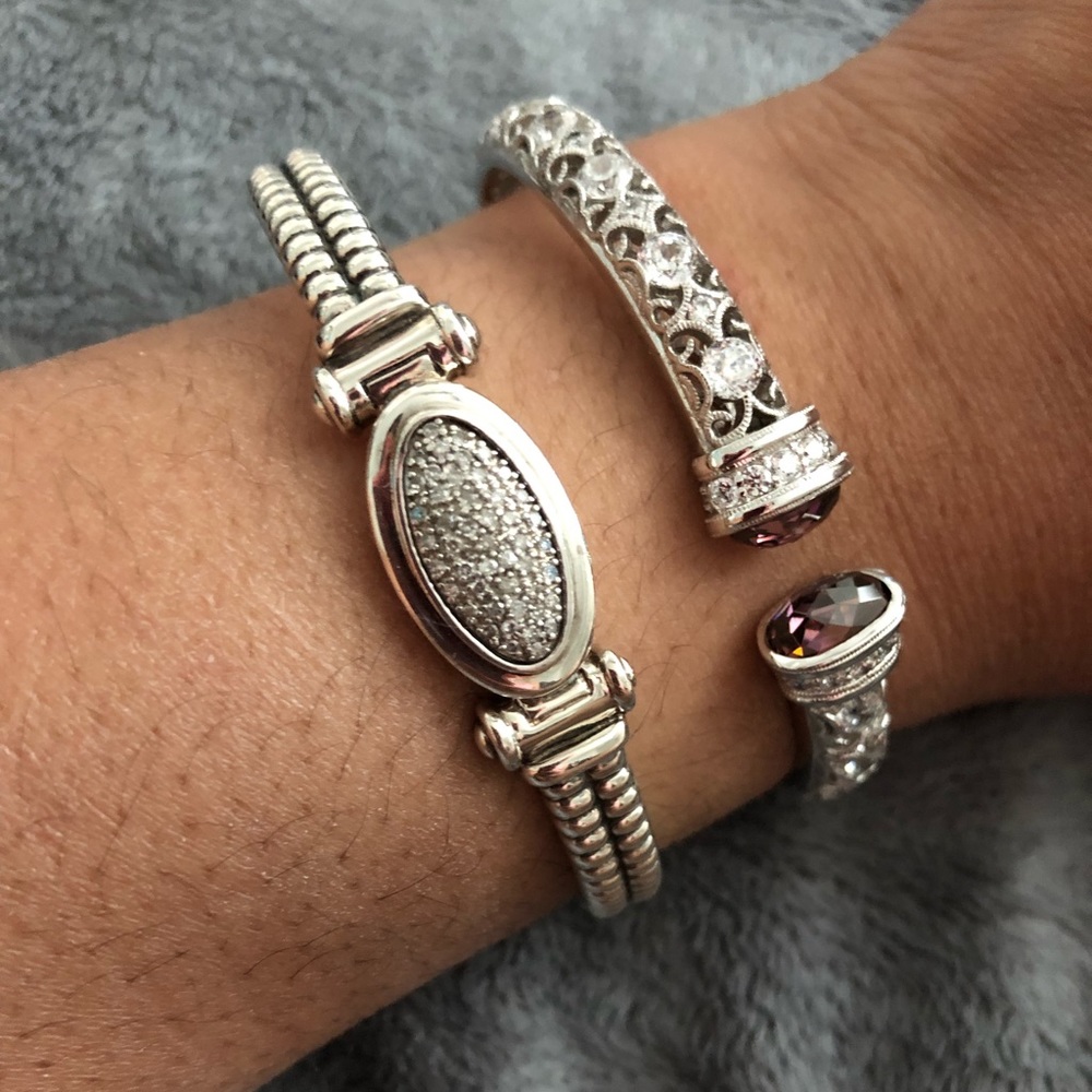 Sterling diamond pave bracelet